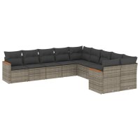 vidaXL 10-tlg. Garten-Sofagarnitur mit Kissen Grau Poly...