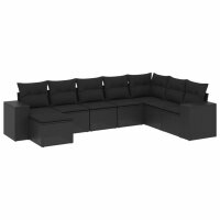 vidaXL 8-tlg. Garten-Sofagarnitur mit Kissen Schwarz Poly Rattan