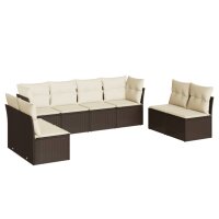 vidaXL 8-tlg. Garten-Sofagarnitur mit Kissen Braun Poly Rattan