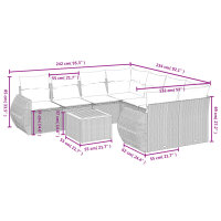 vidaXL 9-tlg. Garten-Sofagarnitur mit Kissen Schwarz Poly Rattan