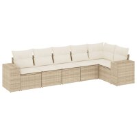 vidaXL 6-tlg. Garten-Sofagarnitur mit Kissen Beige Poly...