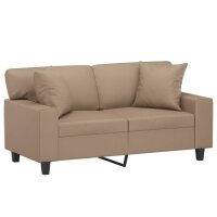 vidaXL 2-Sitzer-Sofa mit Zierkissen Cappuccino-Braun 120 cm Kunstleder