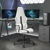 vidaXL Gaming-Stuhl mit Massagefunktion Schwarz und Wei&szlig; Kunstleder