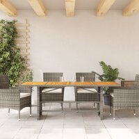 vidaXL Gartentisch mit Akazienholz-Platte Grau 190x80x74cm Poly Rattan