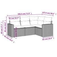 vidaXL 4-tlg. Garten-Sofagarnitur mit Kissen Schwarz Poly Rattan