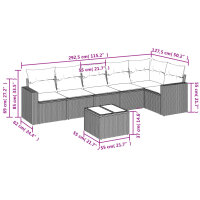 vidaXL 7-tlg. Garten-Sofagarnitur mit Kissen Schwarz Poly Rattan