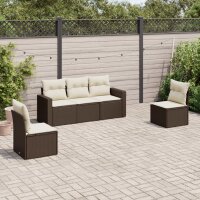 vidaXL 5-tlg. Garten-Sofagarnitur mit Kissen Braun Poly...