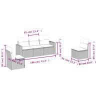 vidaXL 5-tlg. Garten-Sofagarnitur mit Kissen Braun Poly Rattan