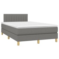 vidaXL Boxspringbett mit Matratze &amp; LED Dunkelgrau 120x190 cm Stoff