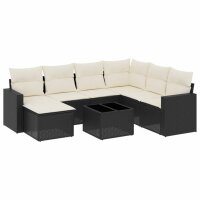 vidaXL 8-tlg. Garten-Sofagarnitur mit Kissen Schwarz Poly Rattan