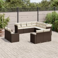 vidaXL 11-tlg. Garten-Sofagarnitur mit Kissen Braun Poly...