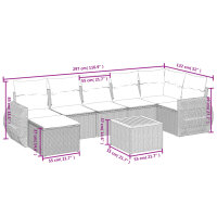 vidaXL 8-tlg. Garten-Sofagarnitur mit Kissen Schwarz Poly Rattan