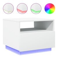 vidaXL Couchtisch mit LED-Leuchten Wei&szlig; 50x49x40 cm