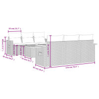 vidaXL 7-tlg. Garten-Sofagarnitur mit Kissen Schwarz Poly Rattan