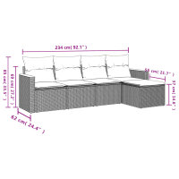 vidaXL 5-tlg. Garten-Sofagarnitur mit Kissen Schwarz Poly Rattan