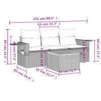 vidaXL 4-tlg. Garten-Sofagarnitur mit Kissen Schwarz Poly Rattan