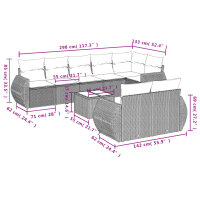 vidaXL 9-tlg. Garten-Sofagarnitur mit Kissen Schwarz Poly Rattan