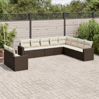 vidaXL 10-tlg. Garten-Sofagarnitur mit Kissen Braun Poly...