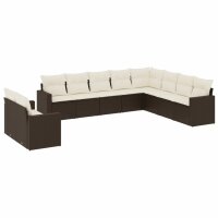 vidaXL 10-tlg. Garten-Sofagarnitur mit Kissen Braun Poly...