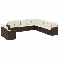 vidaXL 11-tlg. Garten-Sofagarnitur mit Kissen Braun Poly...