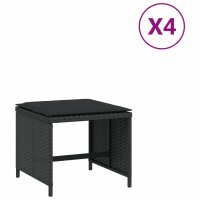 vidaXL Gartenhocker mit Kissen 4 Stk. Schwarz 41x41x36 cm Poly Rattan