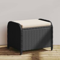 vidaXL Gartenhocker mit Kissen Schwarz 58x46x46 cm Poly Rattan