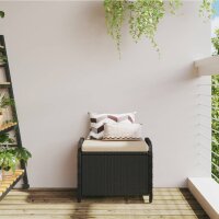 vidaXL Gartenhocker mit Kissen Schwarz 58x46x46 cm Poly Rattan