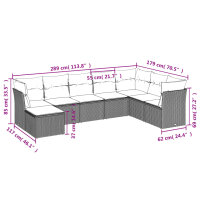 vidaXL 8-tlg. Garten-Sofagarnitur mit Kissen Schwarz Poly Rattan