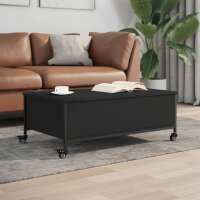 vidaXL Couchtisch mit Rollen Schwarz 91x55x34 cm Holzwerkstoff