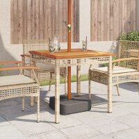 vidaXL Gartentisch Beige 80x80x75 cm Poly Rattan Akazienholz