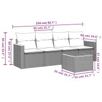 vidaXL 5-tlg. Garten-Sofagarnitur mit Kissen Schwarz Poly Rattan