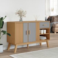 vidaXL Sideboard OLDEN Grau und Braun 114x43x73,5 cm Massivholz Kiefer