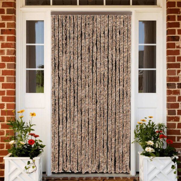 vidaXL Fliegenvorhang Beige und Dunkelbraun 90x200 cm Chenille