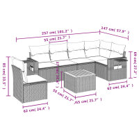 vidaXL 7-tlg. Garten-Sofagarnitur mit Kissen Schwarz Poly Rattan