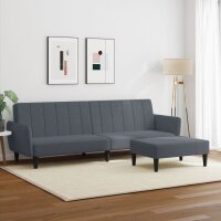 vidaXL Schlafsofa 2-Sitzer mit Fu&szlig;hocker Dunkelgrau Samt