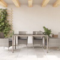 vidaXL Gartentisch mit Glasplatte Grau 150x90x75 cm Poly Rattan