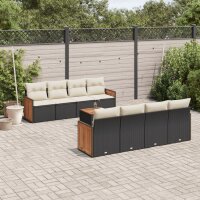 vidaXL 9-tlg. Garten-Sofagarnitur mit Kissen Schwarz Poly Rattan