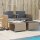 vidaXL Gartensofa 2-Sitzer mit Tisch und Hockern Beige Poly Rattan