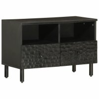 vidaXL TV-Schrank Schwarz 70x33x46 cm Massivholz Mango