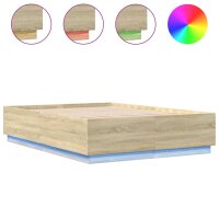 vidaXL Bettgestell mit LED Sonoma-Eiche 150x200 cm Holzwerkstoff