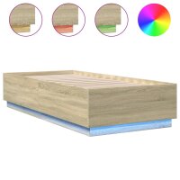 vidaXL Bettgestell mit LED Sonoma-Eiche 100x200 cm Holzwerkstoff