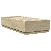 vidaXL Bettgestell mit LED Sonoma-Eiche 100x200 cm Holzwerkstoff