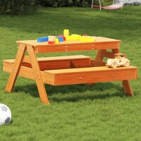 vidaXL Picknicktisch f&uuml;r Kinder Wachsbraun 88x97x52 cm Massivholz