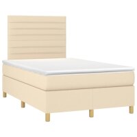 vidaXL Boxspringbett mit Matratze &amp; LED Creme 120x190 cm Stoff