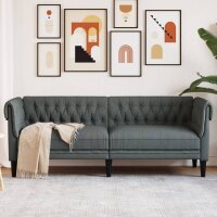 vidaXL Chesterfield-Sofa 3-Sitzer Dunkelgrau Stoff