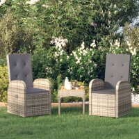 vidaXL Garten-Liegest&uuml;hle mit Kissen 2 Stk. Grau Poly Rattan