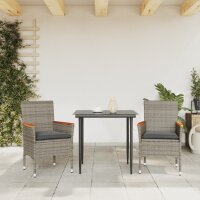 vidaXL Gartenst&uuml;hle mit Kissen 2 Stk. Grau Poly Rattan