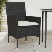 vidaXL Gartenst&uuml;hle mit Kissen 2 Stk. Schwarz Poly Rattan