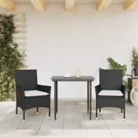 vidaXL Gartenst&uuml;hle mit Kissen 2 Stk. Schwarz Poly Rattan