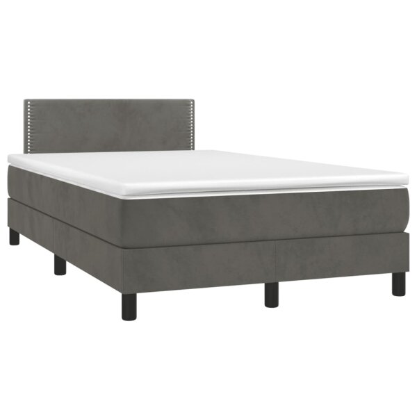 vidaXL Boxspringbett mit Matratze &amp; LED Dunkelgrau 120x190 cm Samt